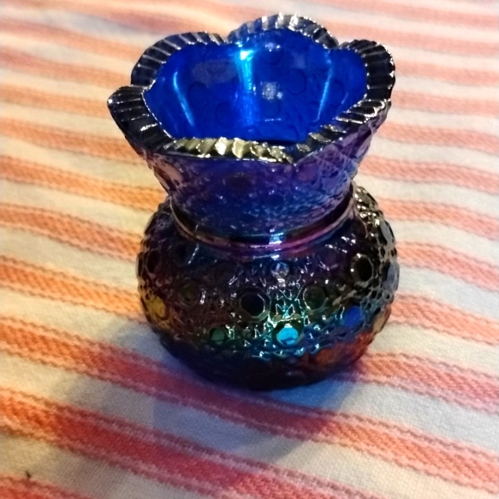 Carnival Glass Moser Toothpick or Match Stick Holder
